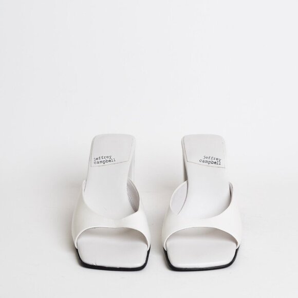 ✨ Jeffrey Campbell Square Toe Sandal Mule Inspired Heels White NEW - Picture 5 of 16